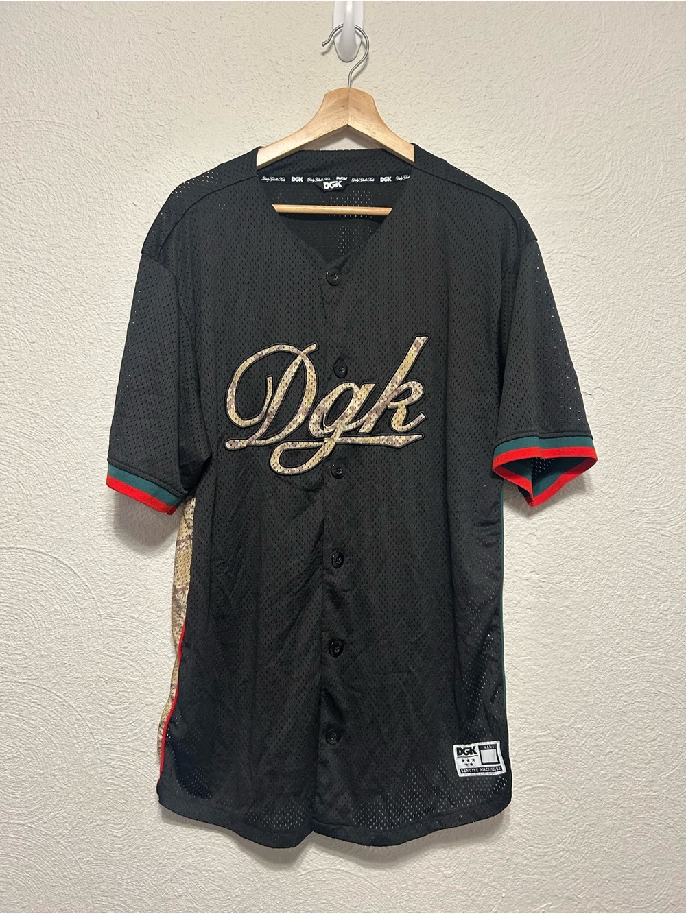 DGK Dirty Ghetto Kids Baseball Jersey Men’s Size XL Y2K Skateboard Black